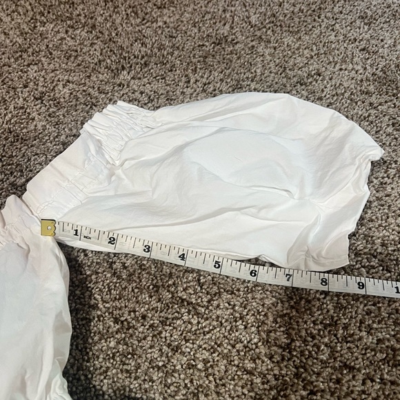 NanaMacs ruffled off the shoulder crop top, white, size large - Picture 9 of 10